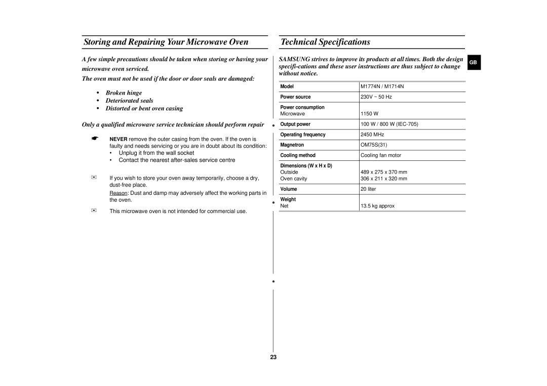 Samsung M1714N/BOL manual M1774N / M1714N 