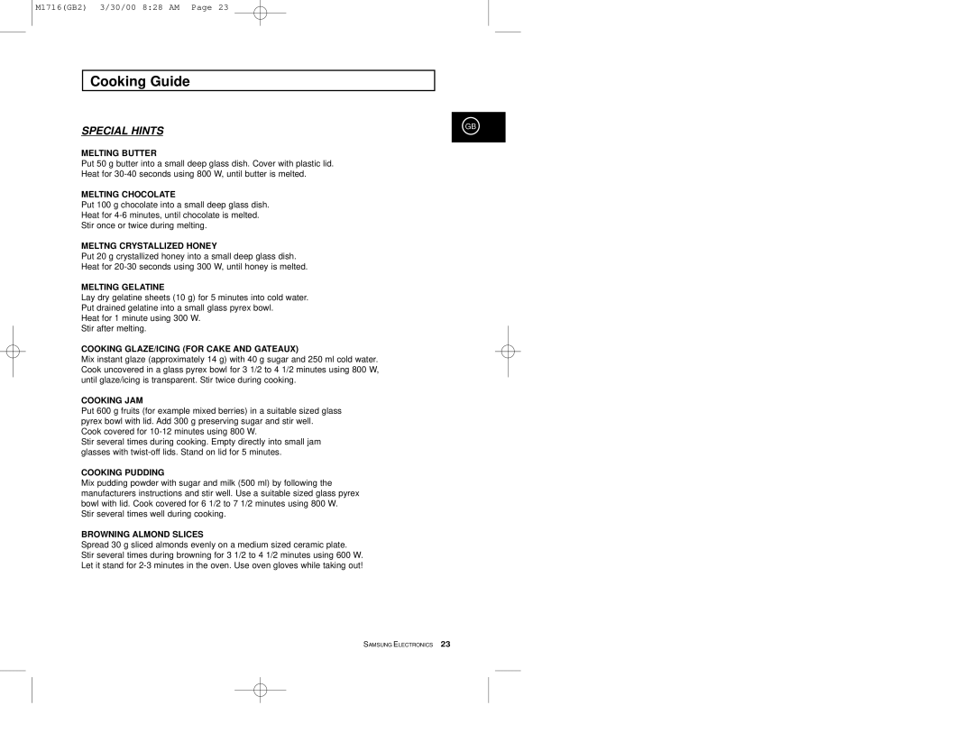 Samsung M1716 manual Special Hints 