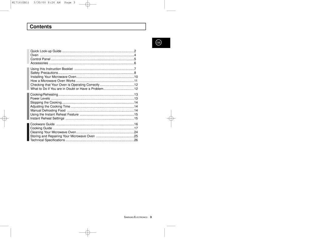 Samsung M1716 manual Contents 