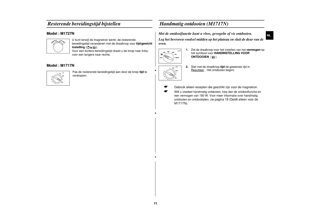 Samsung M1717N/ERP, M1717N/XEN, M1727N/ERP, M1717N-S/ERP manual Instelling, Ontdooien 