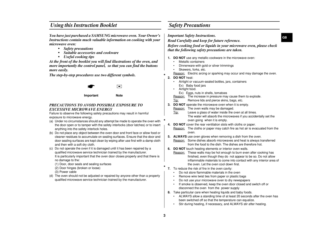 Samsung M1719N/BOL manual Using this Instruction Booklet, Safety Precautions, ImportantNote, Do not heat 