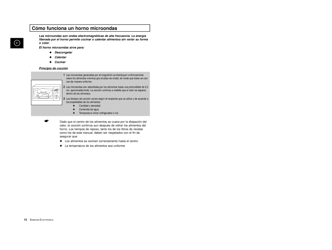 Samsung M1727-XGR/XEC, M1727-XB/XEC, M1727-XD/XEC, M1727-X/XEC manual Cómo funciona un horno microondas 