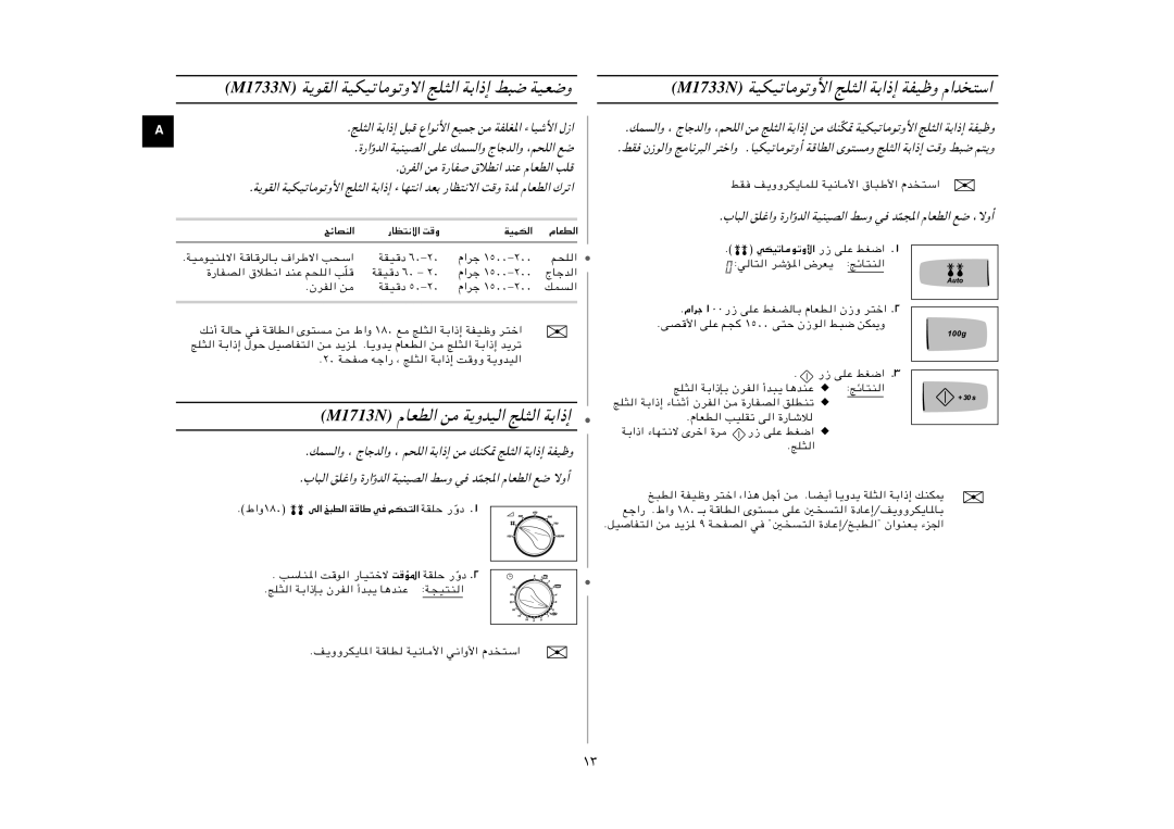 Samsung M1733N/PEL manual M1733N ﺔﻳﻮﻘﻟا ﺔﻴﻜﻴﺗﺎﻣﻮﺗوﻻا ﺞﻠﺜﻟا ﺔﺑاذإ ﻂﺒﺿ ﺔﻴﻌﺿو, M1713N مﺎﻌﻄﻟا ﻦﻣ ﺔﻳوﺪﻴﻟا ﺞﻠﺜﻟا ﺔﺑاذإ 