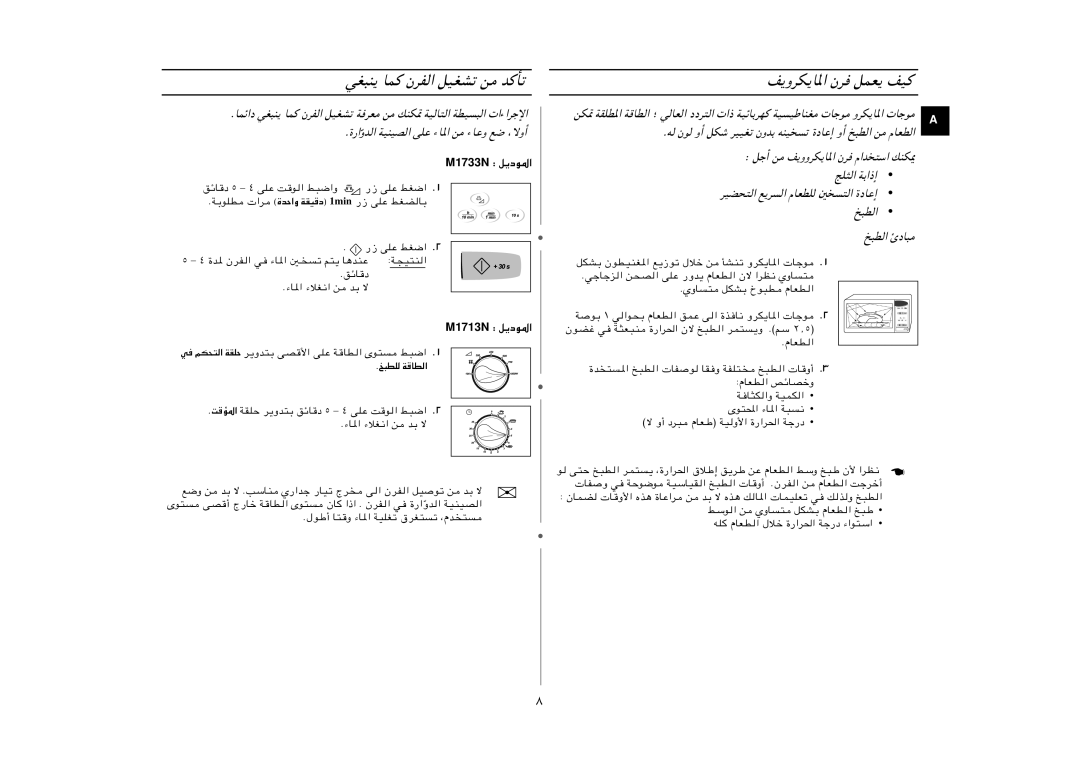 Samsung M1733N/PEL manual ﻲﻐﺒﻨﻳ ﺎﻤﻛ نﺮﻔﻟا ﻞﻴﻐﺸﺗ ﻦﻣ ﺪﻛﺄﺗ, ﻞﺟأ ﻦﻣ ﺞﻠﺜﻟا ﺔﺑاذإ ﺮﻴﻀﺤﺘﻟا ﻊﻳﺮﺴﻟا مﺎﻌﻄﻠﻟ ﲔﺨﺴﺘﻟا ةدﺎﻋإ ﺦﺒﻄﻟا 