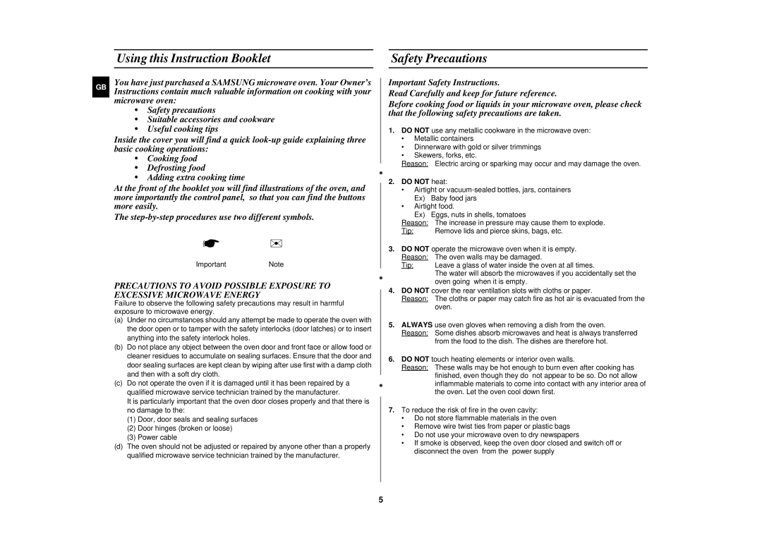 Samsung M1733N/PEL manual Using this Instruction Booklet, Safety Precautions, Do not heat 