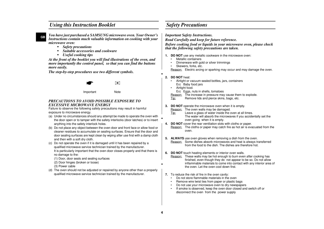 Samsung M1734NCE, M1735NCE, M1713NCE technical specifications Using this Instruction Booklet, Safety Precautions, Do not heat 