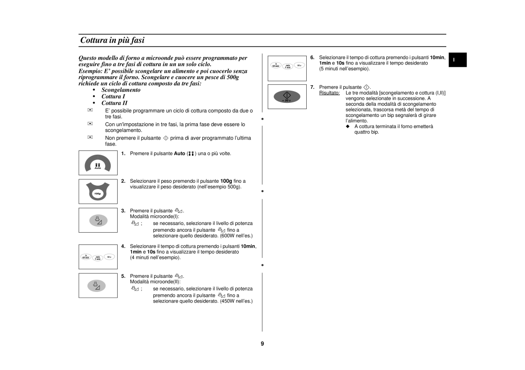 Samsung M1736N/XET manual Cottura in più fasi 