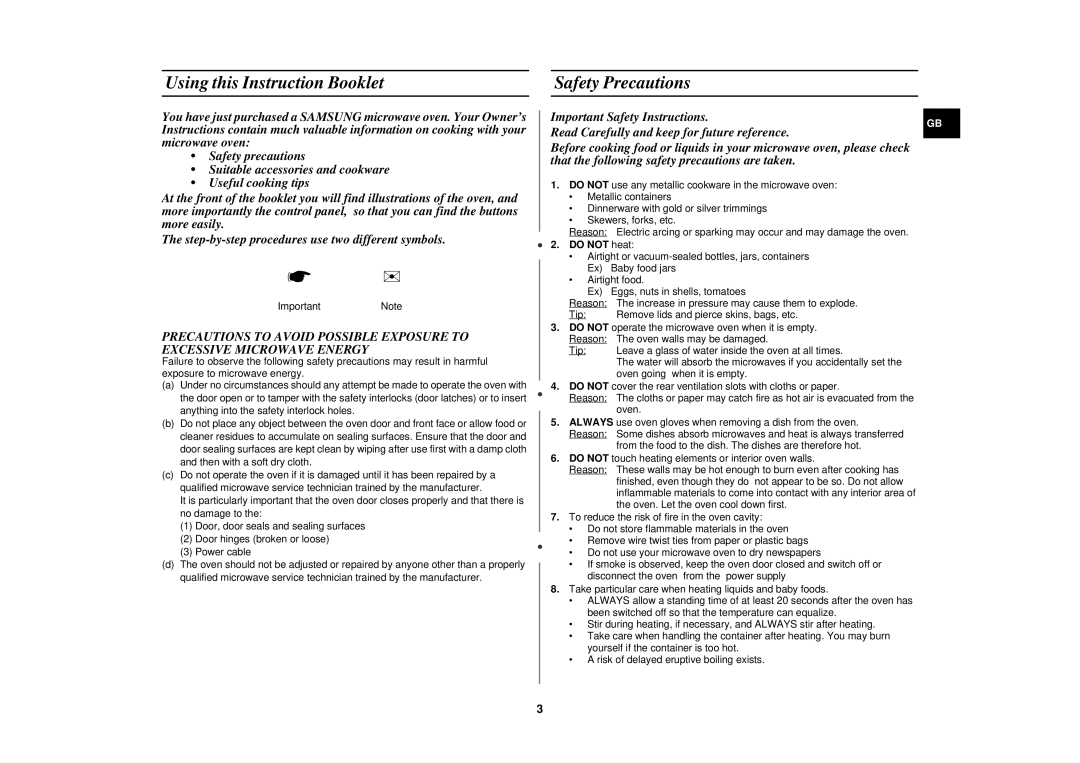 Samsung M1739N/LIB manual Using this Instruction Booklet, Safety Precautions, Do not heat 