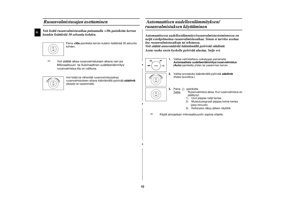 Samsung M1777N/XEE manual Ruoanvalmistusajan asettaminen 