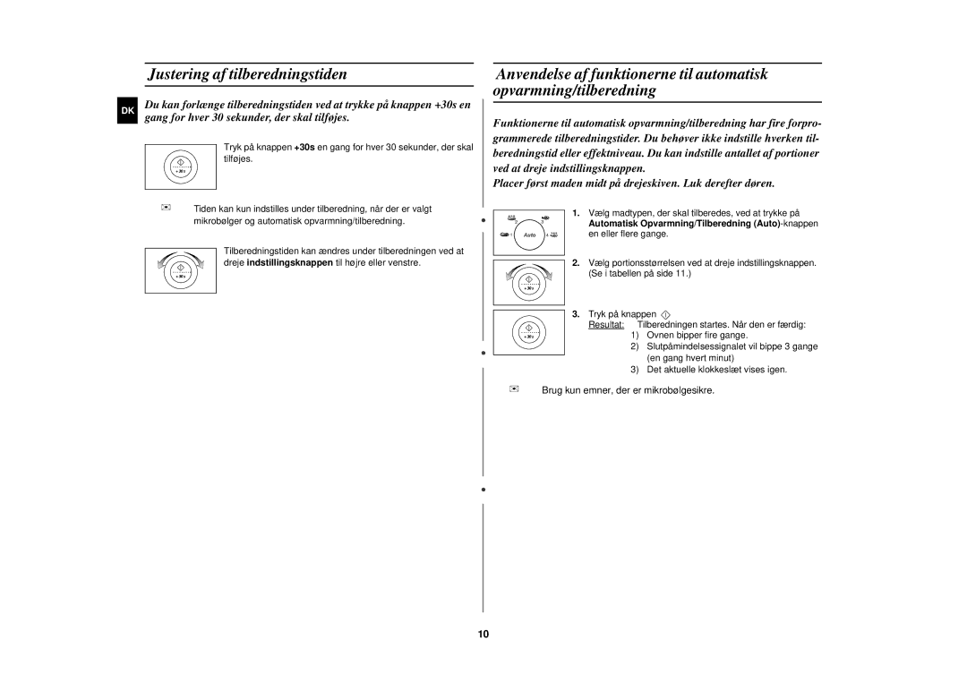 Samsung M1777N/XEE manual Justering af tilberedningstiden 