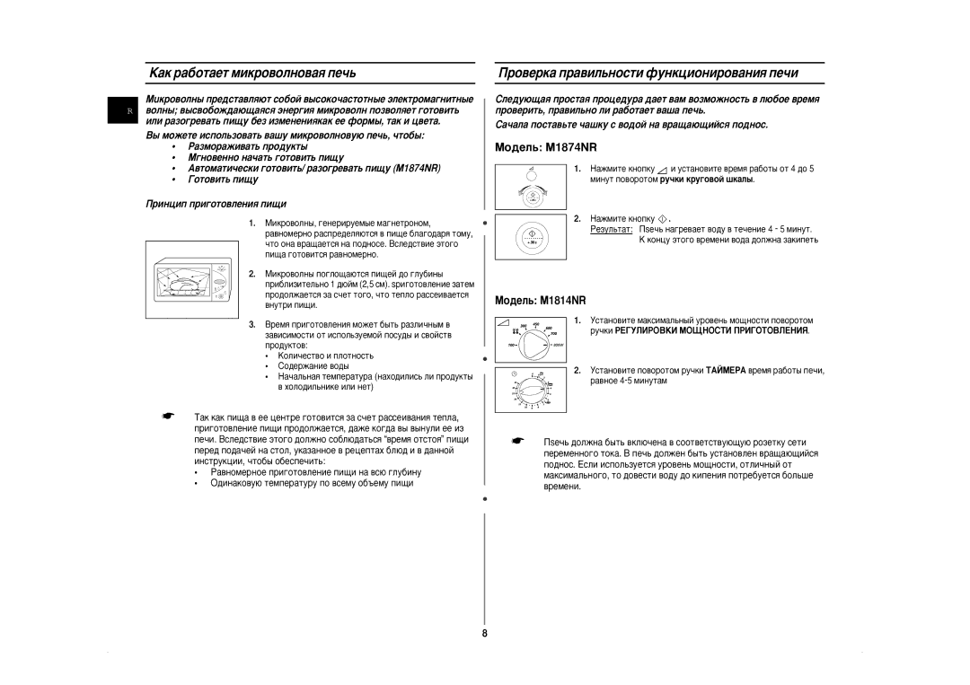 Samsung M1814NR/BWT manual ‡Í ‡·ÓÚ‡ÂÚ ÏËÍÓ‚ÓÎÌÓ‚‡ﬂ ÔÂ˜¸, Ó‚ÂÍ‡ Ô‡‚ËÎ¸ÌÓÒÚË ÙÛÌÍˆËÓÌËÓ‚‡ÌËﬂ ÔÂ˜Ë, Éóúó‚Ëú¸ Ôë˘Û 