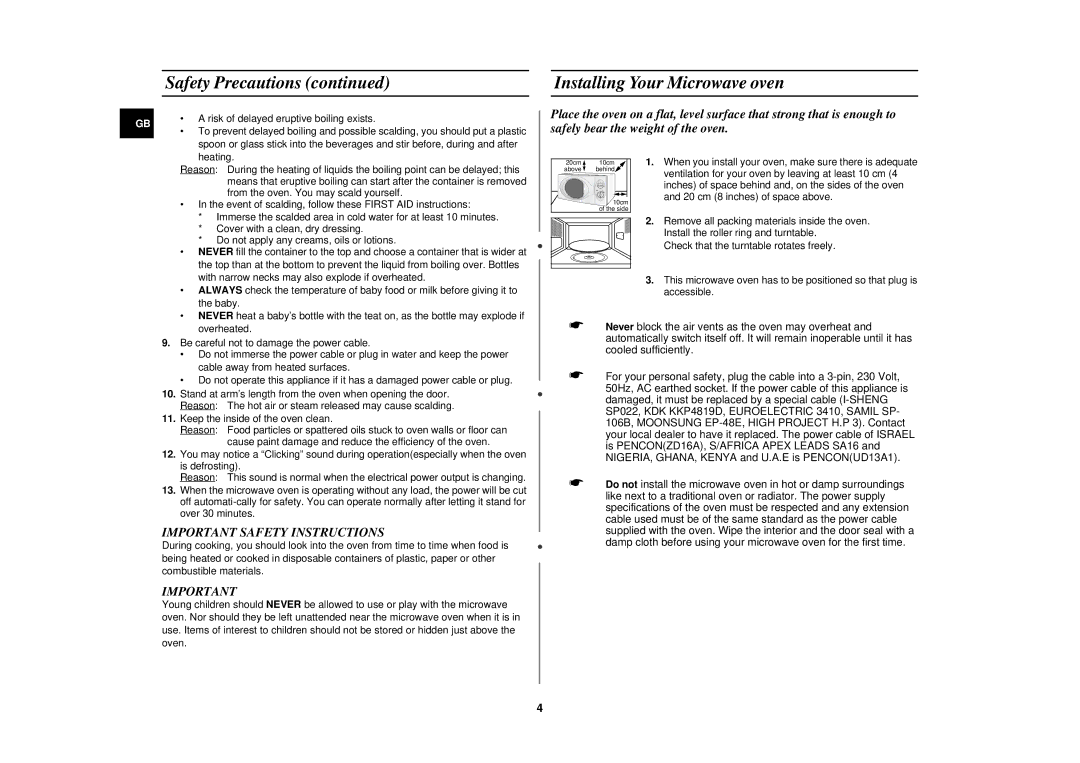 Samsung M1815N/BOL manual Installing Your Microwave oven, Is defrosting 