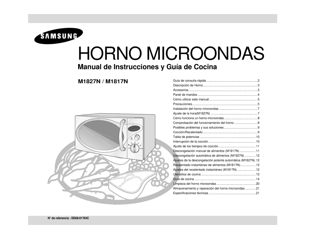 Samsung M1817N/XEC manual Horno Microondas 