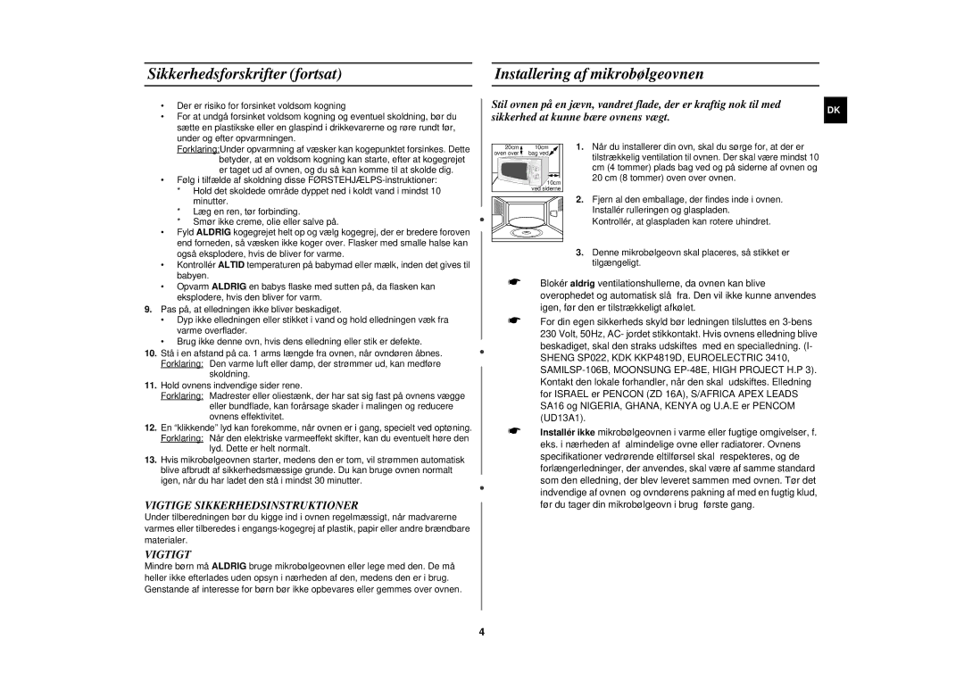 Samsung M181DN/XEE manual Vigtige Sikkerhedsinstruktioner 