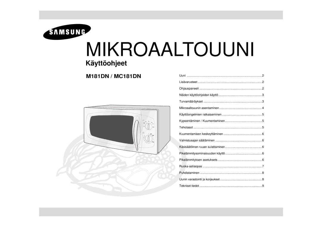 Samsung M181DN/XEE manual Mikroaaltouuni 