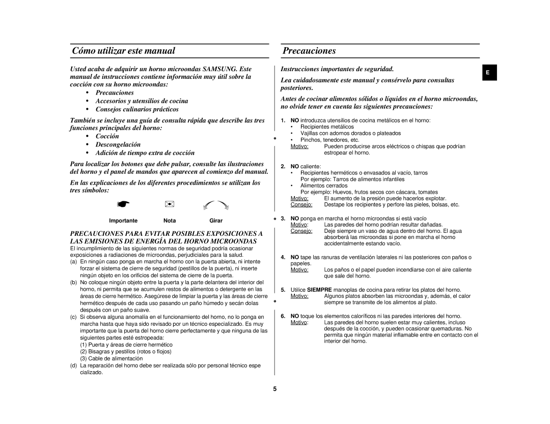 Samsung M1827N-B/XEC, M1827N-D/XEC, M1827N/XEC Cómo utilizar este manual Precauciones, Importante Nota 