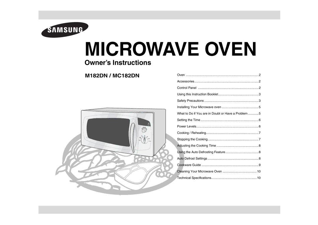 Samsung M182DN/XEE, M182DN-S/XEE manual Microwave Oven 