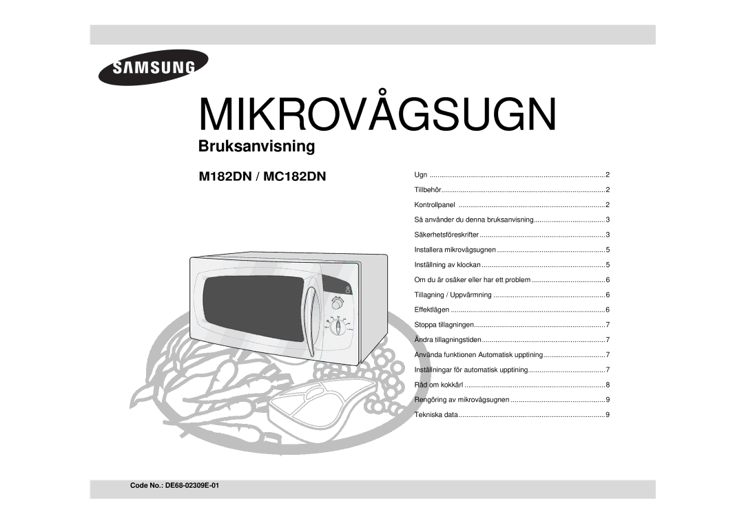 Samsung M182DN/XEE, M182DN-S/XEE manual Microwave Oven 