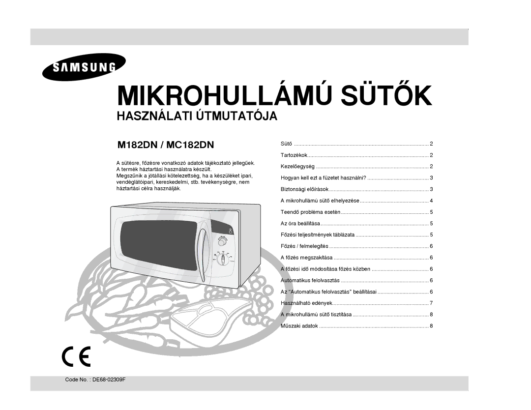 Samsung M182DN/XEH, M182DN-SX/XEH, M182DN-S/XEH manual MIKROHULLçMò S†TÌK, Code No. DE68-02309F 