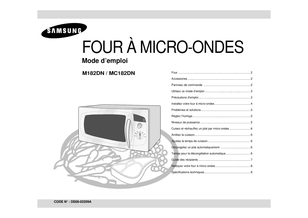 Samsung M182DN-X/XEF, M182DN/XEF manual Four À MICRO-ONDES 