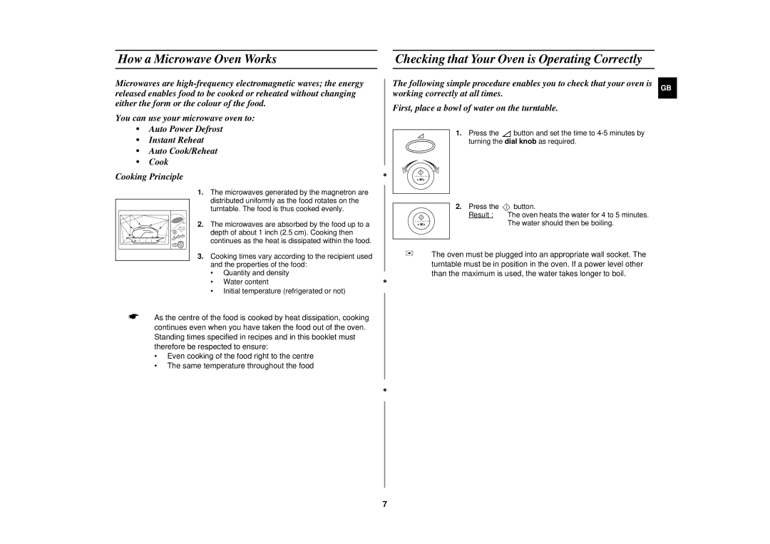 Samsung M1877NCE/XFA, M1877NCE/SAM manual How a Microwave Oven Works, Checking that Your Oven is Operating Correctly 