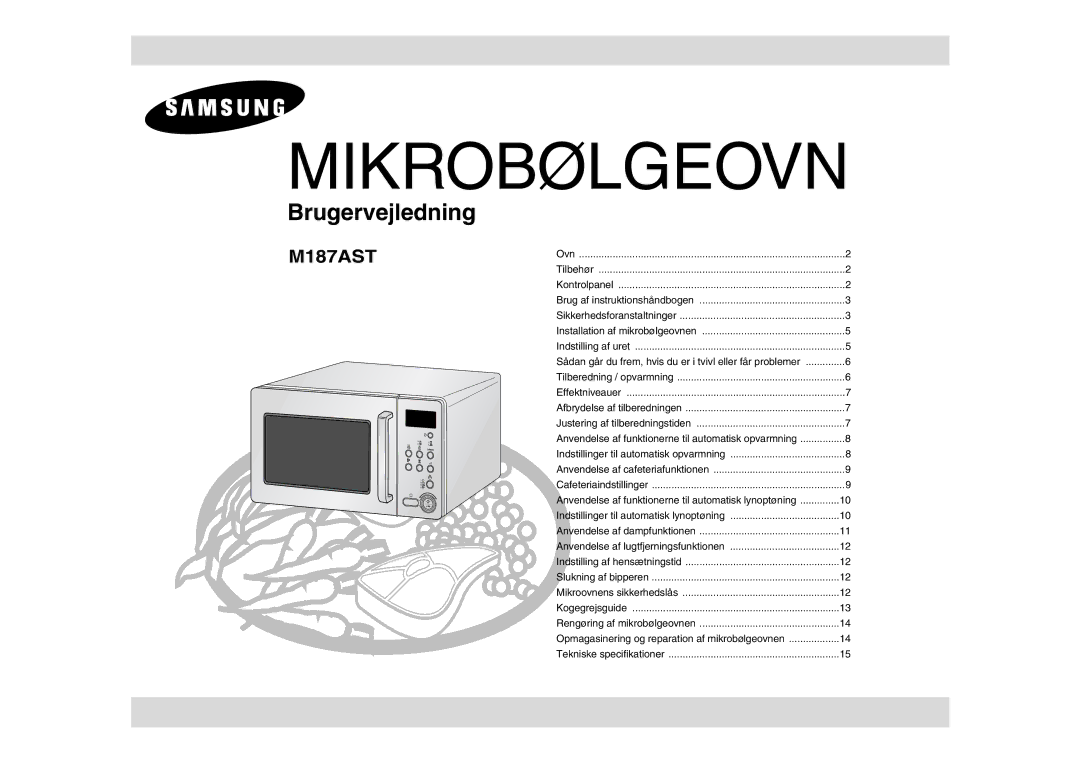 Samsung M187AST/XEE manual Mikrobølgeovn 