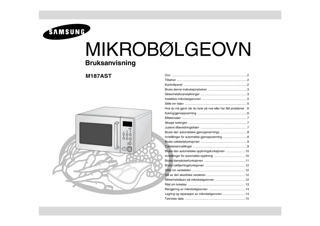 Samsung M187AST/XEE manual Mikrobølgeovn 