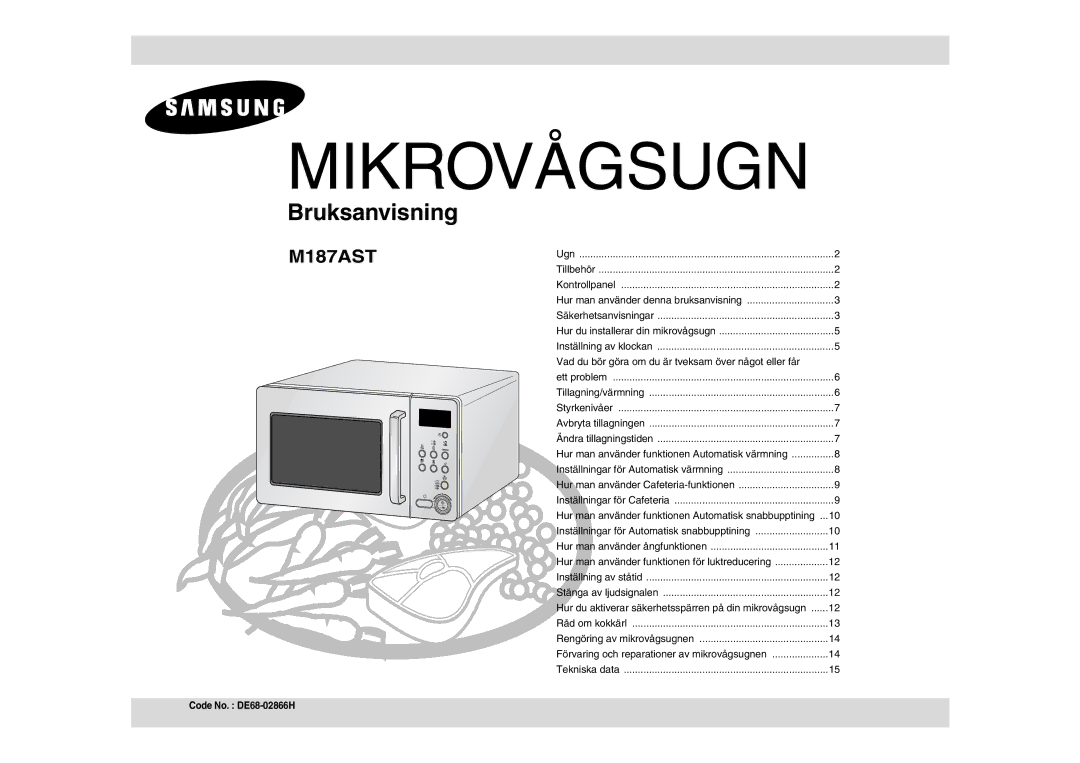 Samsung M187AST/XEE manual Mikrovågsugn 