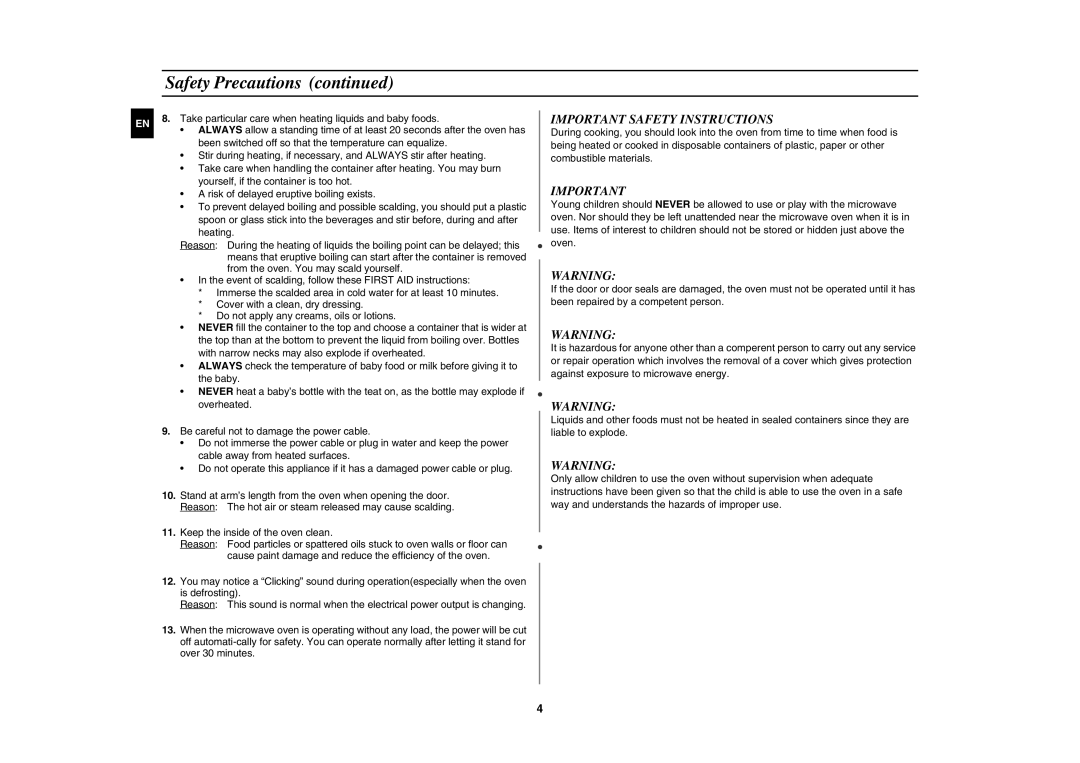 Samsung M187AST/XEE manual Important Safety Instructions 