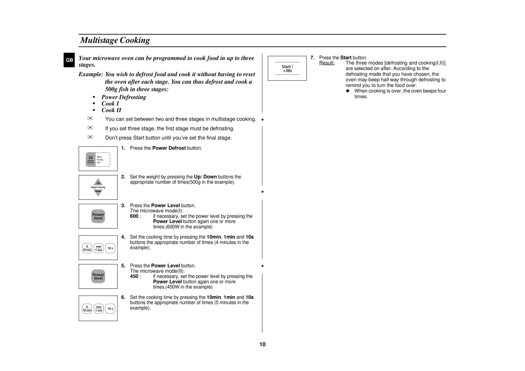 Samsung M187AST/XEG Multistage Cooking, Are selected on after. According to, Defrosting mode that you have chosen, Times 