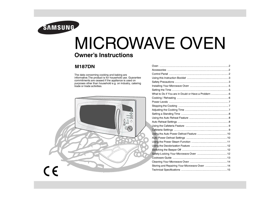 Samsung M187DN-1S/XEH manual Microwave Oven 