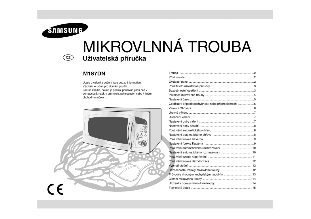 Samsung M187DN-1S/XEH manual Mikrovlnná Trouba 