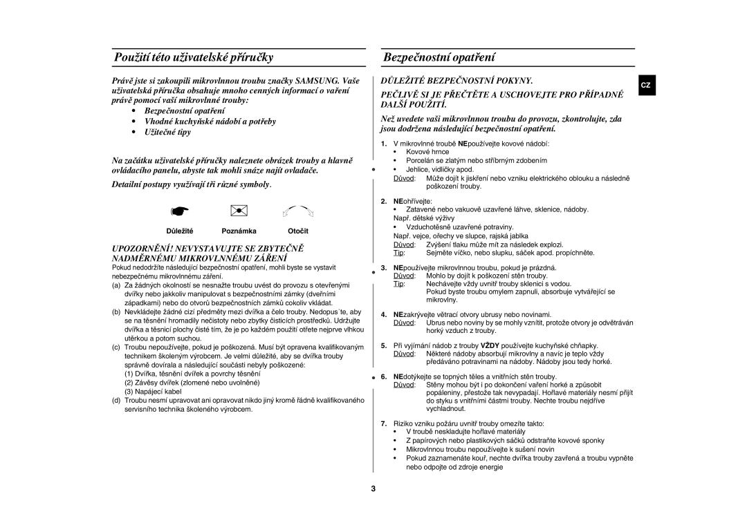 Samsung M187DN-1S/XEH manual Použití této uživatelské příručky, Bezpečnostní opatření, Důležité Poznámka 