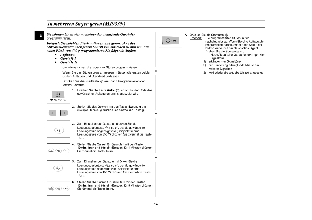 Samsung M1913N/XEG manual Mehreren Stufen garen M1933N 