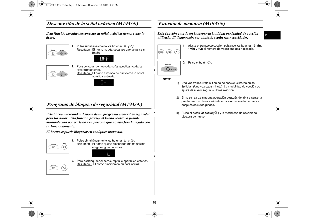 Samsung M1913-M/XEC, M1913/XEC manual Programa de bloqueo de seguridad M1933N 