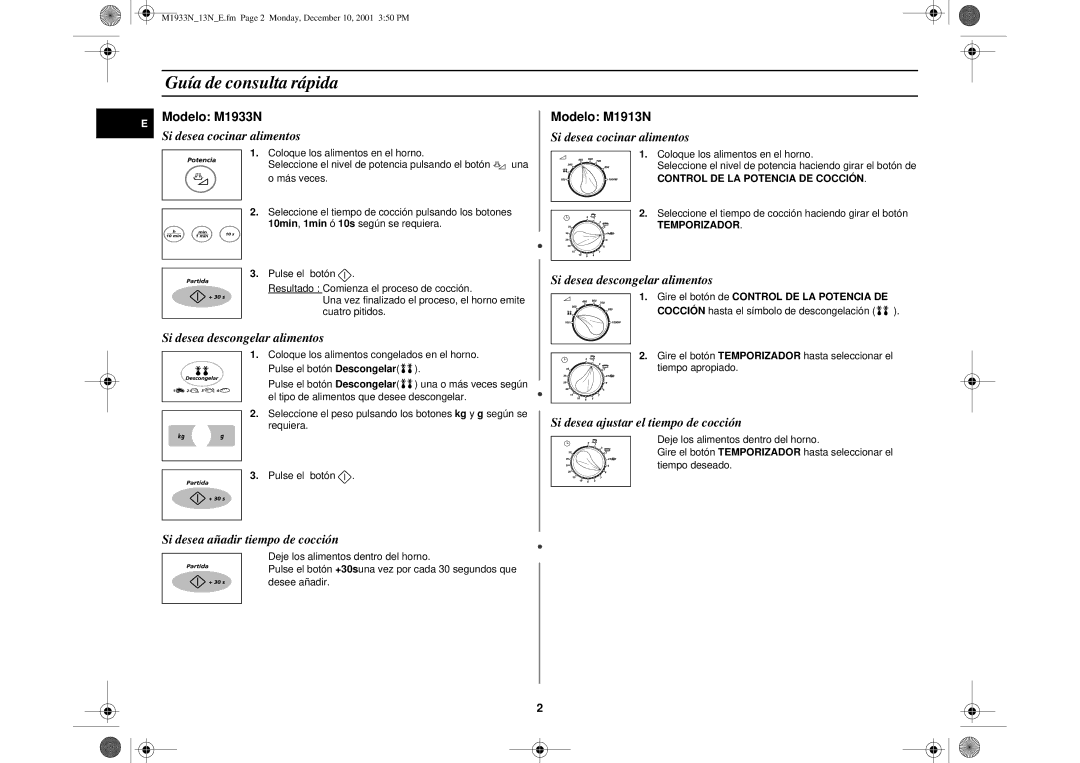 Samsung M1913/XEC, M1913-M/XEC manual Guía de consulta rápida, Gire el botón de Control DE LA Potencia DE 