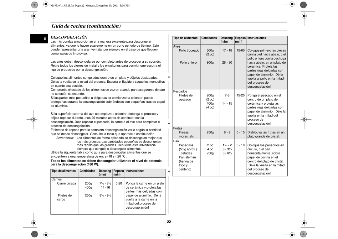 Samsung M1913/XEC, M1913-M/XEC manual Descongelación 