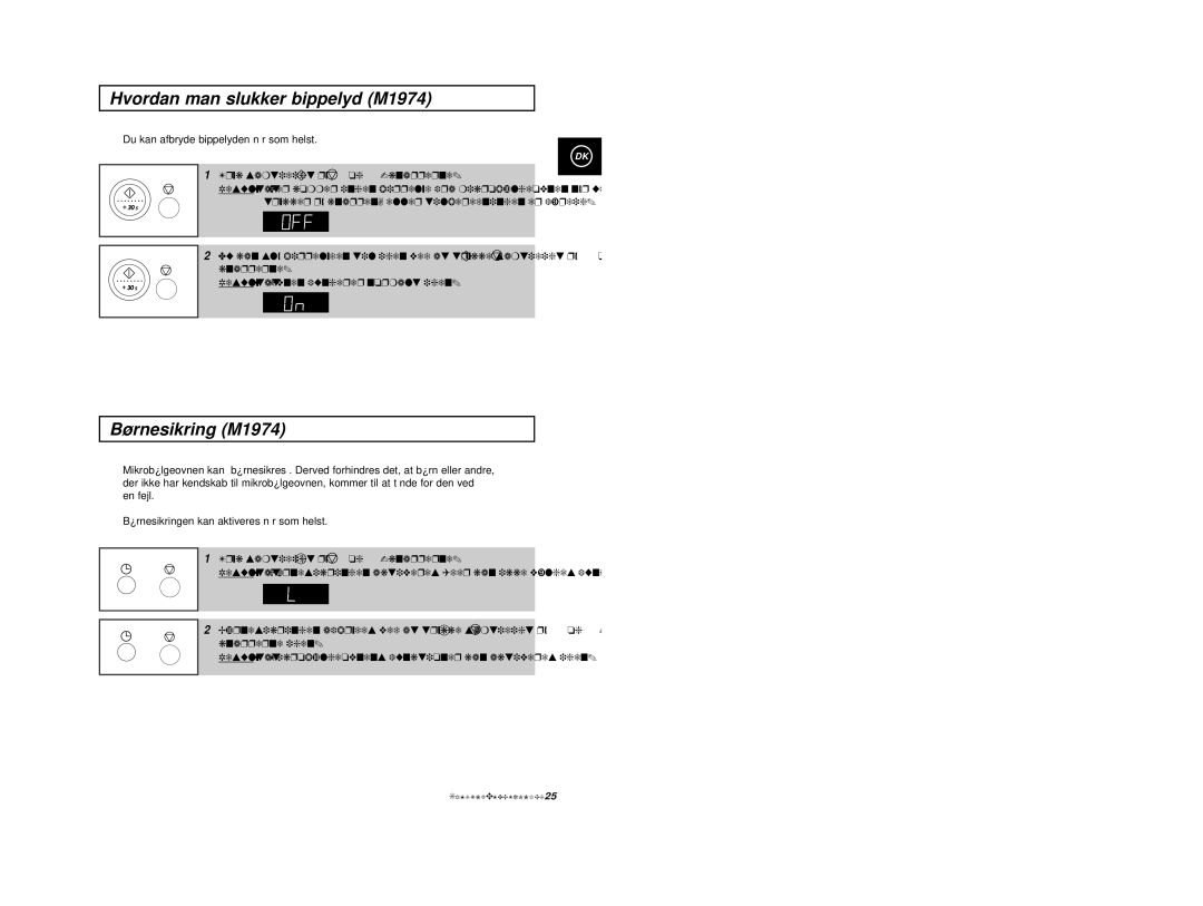 Samsung M1914 manual Hvordan man slukker bippelyd M1974, Børnesikring M1974, Du kan afbryde bippelyden når som helst 