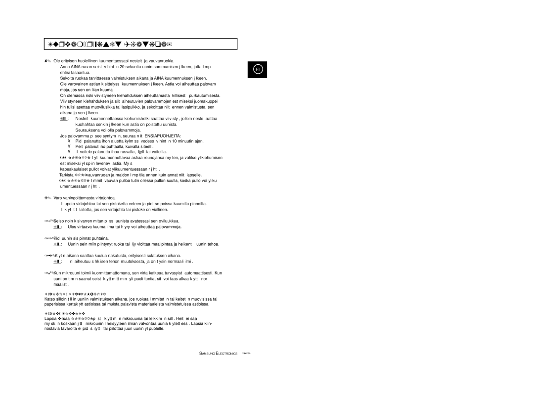 Samsung M1974, M1914 manual Turvamääräykset jatkoa, Tärkeitä Turvaohjeita 