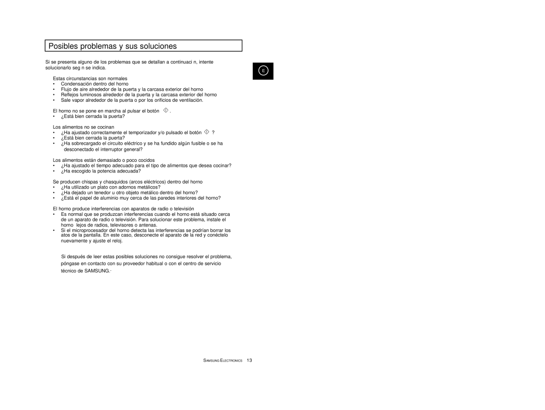 Samsung M1914/XEC manual Posibles problemas y sus soluciones 