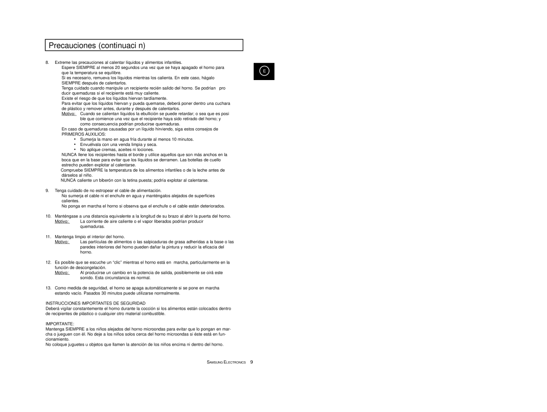 Samsung M1914/XEC manual Precauciones continuación, Que la temperatura se equilibre 