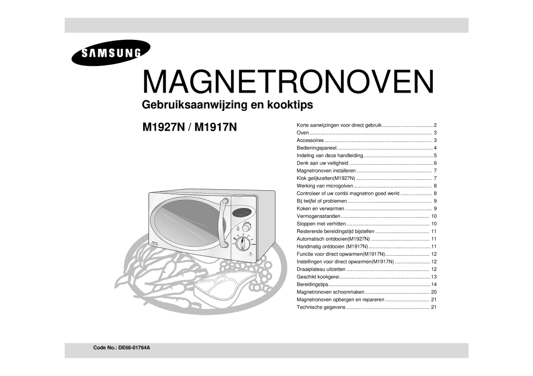 Samsung M1927N, M1917N manual Magnetronoven, Code No. DE68-01764A 