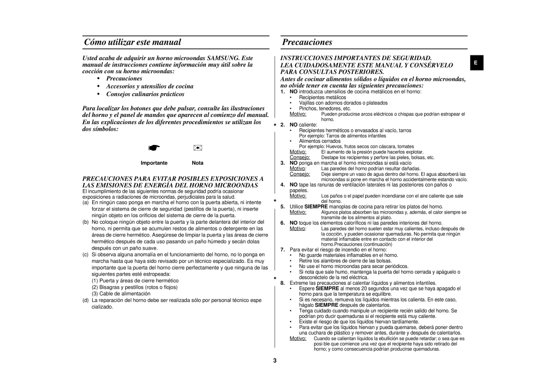 Samsung M191DN-5/XEC Cómo utilizar este manual, Precauciones, ImportanteNota 