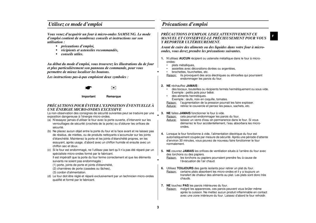 Samsung M191DN/XEF, M191DN-5/XEF manual Utilisez ce mode d’emploi, Précautions d’emploi 