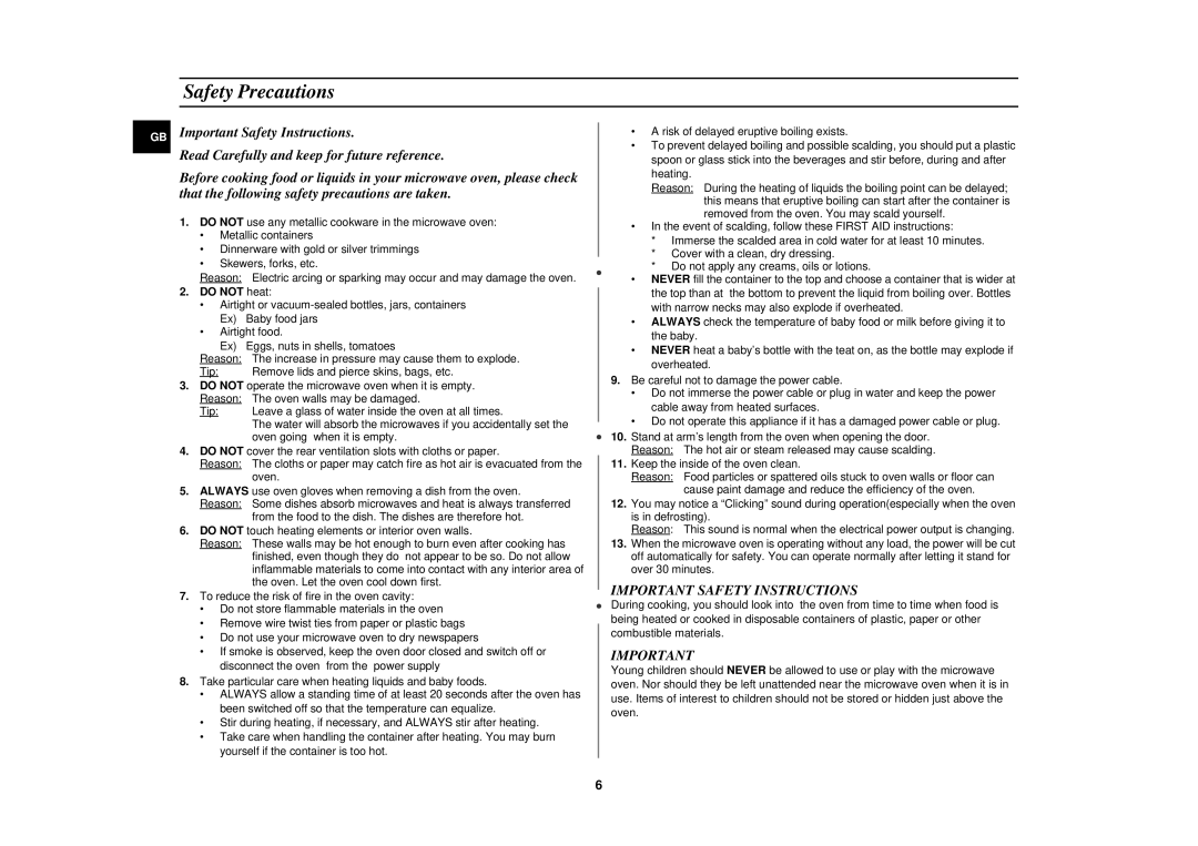 Samsung M1927N-5/BOL, M1927N/BOL manual Safety Precautions, Important Safety Instructions, Do not heat 