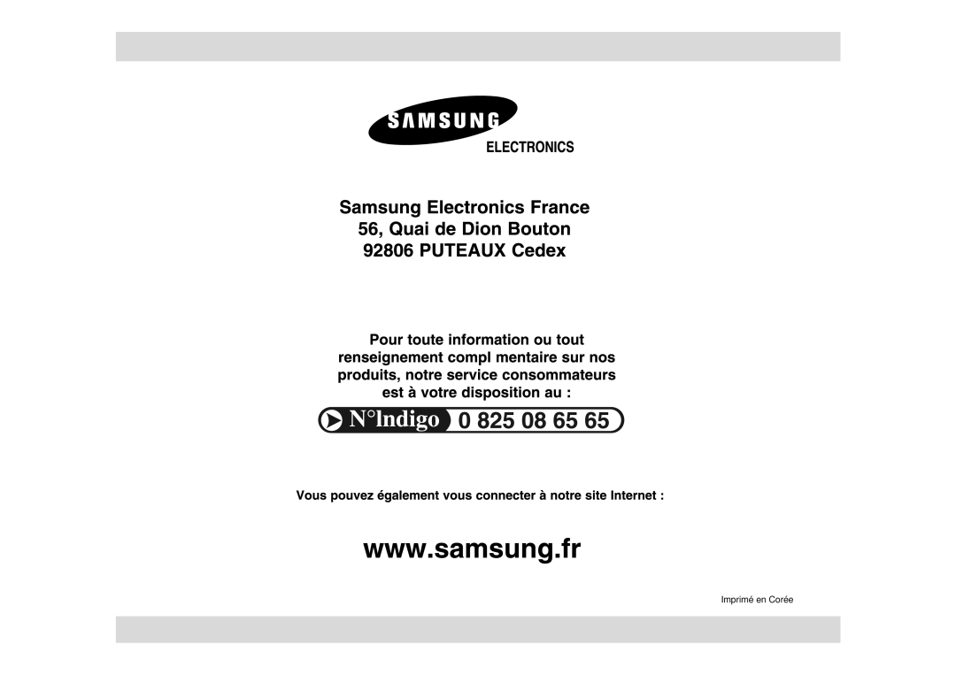 Samsung M1927N/XEF, M1917N-X/XEF, M1927N-Y/XEF, M1917N/XEF manual Imprimé en Corée 