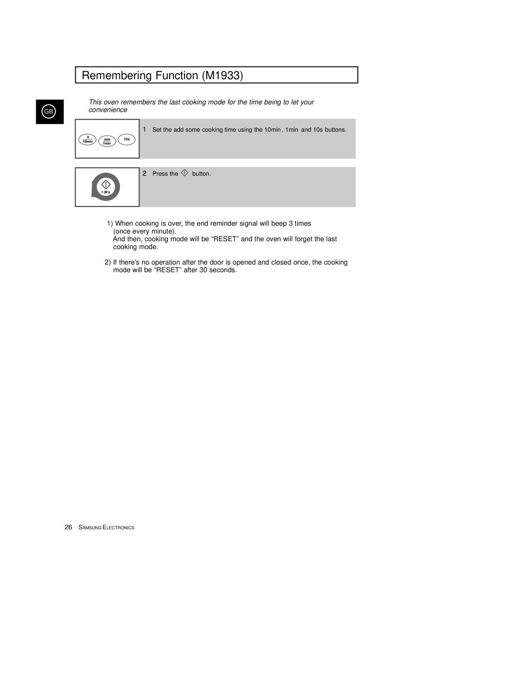 Samsung M1933/EUR manual Remembering Function M1933 