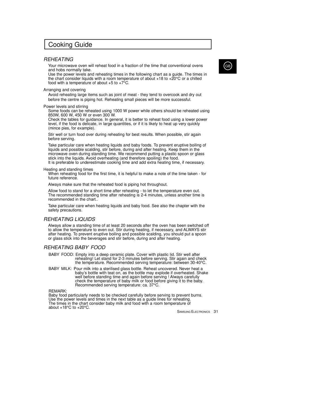 Samsung M1933/EUR manual Arranging and covering, Power levels and stirring, Heating and standing times 