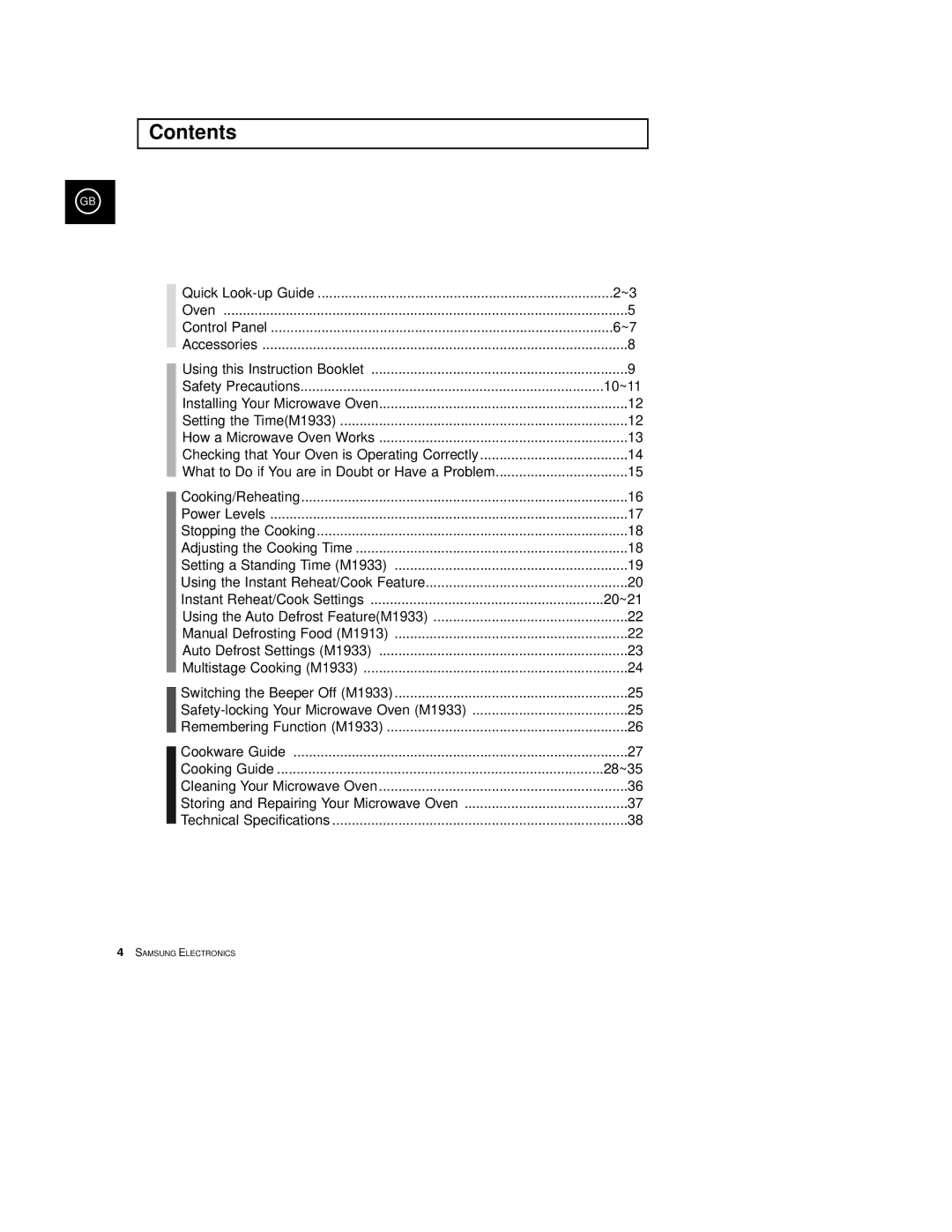 Samsung M1933/EUR manual Contents 