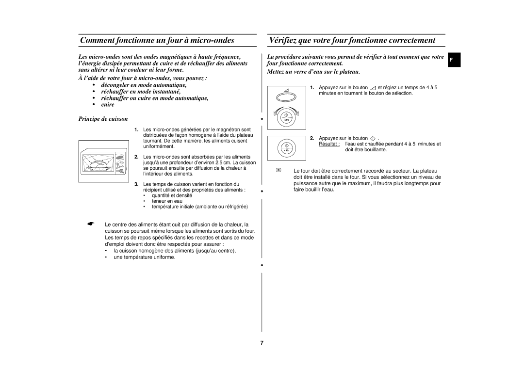 Samsung M1977N/XEF manual Comment fonctionne un four à micro-ondes, Vérifiez que votre four fonctionne correctement 